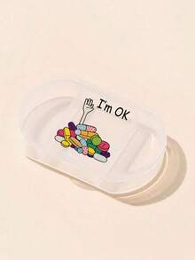 Pill Box Decorated With "I'm OK" Pattern, 3-Compartment Portable Pill Box, Mini Pill Box, Portable Jewelry Pill Box, Customizable Letter Logo As Creative Gift. This Is A Decorative Travel Pill Box, Suitable For Travel, Outdoor Activities, Can Be Placed In Bags And Pockets, Unique Design. - Multicolor - View 14