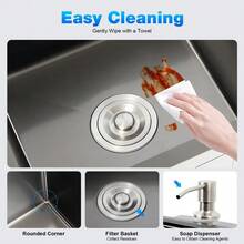Kitchen Sink Double Bowl 304 Stainless Steel Black With Overflow Soap Dispenser - Default - View 5