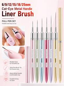 Set Kuas Nail Liner Matte untuk Desain Nail Art, Pena Gambar Pita Garis Detail Halus Panjang Profesional, Alat Manikur DIY - MultiWarna - View 3