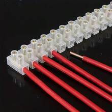 1pc 10A 12-Position Terminal Block, Wiring Post, Terminal Strip - White - View 5