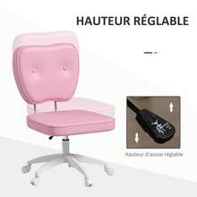 Silla de oficina sin reposabrazos, silla de escritorio, altura regulable, giro de 360°, 46 x 59 x 82-92 cm, rosa - Multicolor - Ver 6