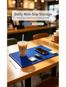 1 buah Alas Anti Selip PVC, Alas Multifungsi untuk Dashboard Mobil, Bar, Meja KTV, Kedai Kopi, Alas Tahan Panas, Tahan Aus, dan Fleksibel, Cocok untuk Ponsel, Kunci, Gelas Minuman, Penggunaan Rumah dan Komersial, Biru - Pola titik-titik - View 7
