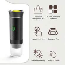 3 In 1 Coffee Machine Coffee Maker Work With Capsule And Ground Coffee, Mini Travel Coffee Maker, Cordless 15Bar Mini Cold Brew And Heating With 150ml Cup, Suitable For Home, Office, Camping, Car And Travel - Single cup coffee machines - View 6