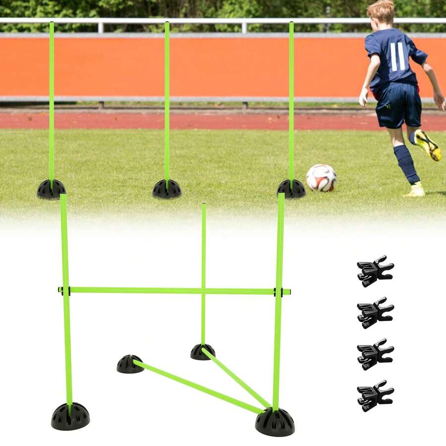 Agility Hürdenset Sprungstangen‑Set, multifunktionales Trainingsgerät für Koordinations‑ und Geschwindigkeitstraining - Grün - Übersicht 1