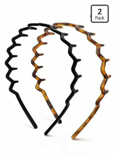 2pcs/Set Women's Wavy Headband - Headband And Hair Clip Fashion Accessories, Create Smooth Hairstyle - Comfortable Wavy Headband | Comb Style Headband | Ideal Gift For Women, Black And Tortoise Shell, Suitable For Curly And Straight Hair, Mother's Day Gift