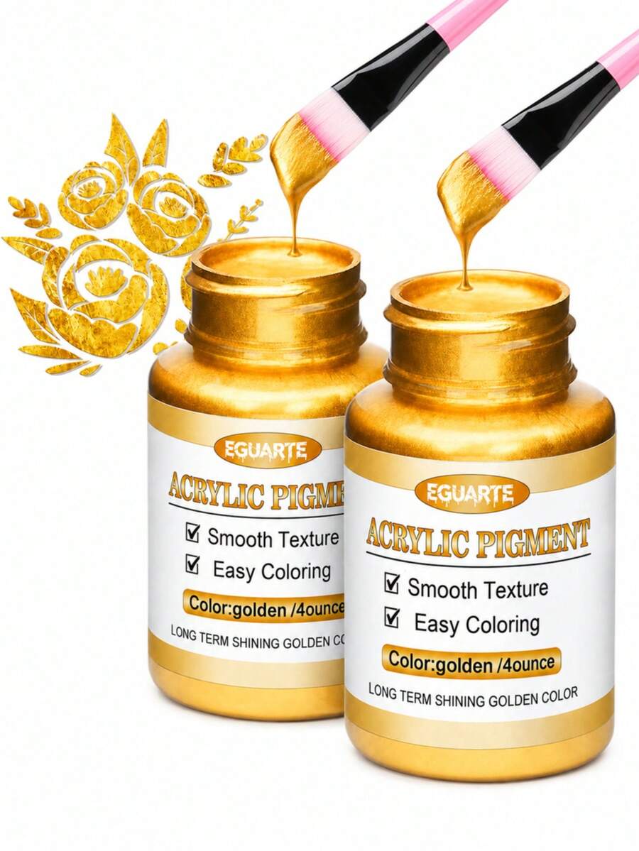 Artistic Gold Leaf Paint, Gold Foil Lacquer, Gold Handmade Paint, Suitable For Canvas, Stone, Wood, Fabric, Ceramic, Gold Pigment For Painting And Jewelry Casting Tools - Multicolor - View 1