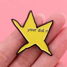 Fun "You Did It" Star-Shaped Enamel Brooch, Pine Tree Pattern Lapel Pin, Can Be Used As Backpack, Clothing Accessory, Fashion Jewelry Or Gift For Friends. - NR10087 - View 6