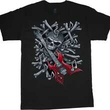 Men's Guitar Skull Graphic T-Shirt - Stylish Casual Apparel And Gift Idea - 款式 - 查看 1