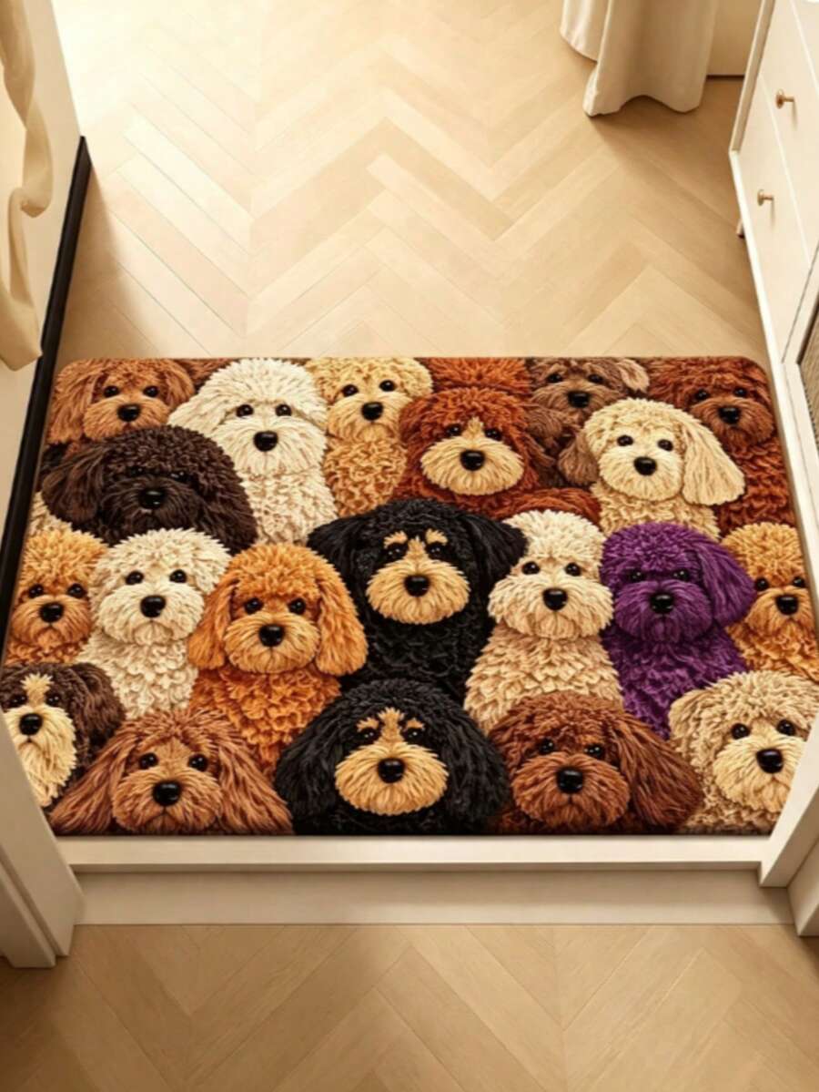 1pc Teddy Bear All-Over Print Doormat, Floor Mat, Small Carpet, Welcome Mat, Carpet, Outdoor Doormat, Kitchen Rug, Home Decor, Front Door Mat, Bedroom Carpet, Outdoor Mat, Home Decor, Area Rug, Garden Carpet, Washable Rug - Multicolor - View 1