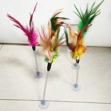 Cat Toy Set, Artificial Feathers, Indoor Cat Toys, Cat Feather Toy With Suction Cup Base, Relieve Boredom - View 5