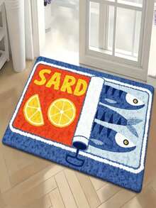 1 pieza Felpudo de sardina enlatada, alfombra pequeña, felpudo de bienvenida, alfombra, felpudo de piso, felpudo exterior, alfombra de cocina, decoración del hogar, felpudo de puerta principal, alfombra de dormitorio, felpudo exterior, decoración del hogar, alfombra de área, alfombra de jardín, alfombra lavable - Multicolor - Ver 1
