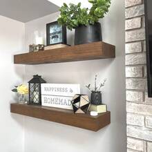 Wooden Floating Shelf,Floating Shelves,Farmhouse Room Decor,Rustic Floating Shelf,Ledge Shelf,Bracket Shelf,Modern Home Decor Shelves - View 2