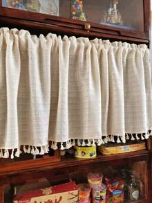 1pc Woven Lace Small Window Curtain, Suitable For Home Daily Decoration And Holidays - Beige - View 8