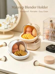 1PC/4PCSPortable Flip‑Lid Makeup Sponge Storage Case, Dust‑Proof Cosmetic Puff Organizer Box, Transparent Visible Cover Design, Holder For Makeup Sponge And Makeup Puffs, Compact Storage Container For Desktop Vanity And Outdoor Travel Use - Multicolor - View 8