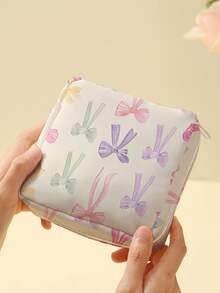 1pc Bowknot & Animal Pattern Sanitary Napkin Storage Bag, Coin Purse, Makeup Bag, Card Holder, Earphone Pouch, Can Hold Coins, Cards, Accessories, Keys, Multi-Functional Storage Bag - Multicolor - View 9