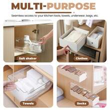 2/4/6/8pcs Heavy Duty Silent Roller Kitchen Cabinet Pull-Out Basket Slide Rails_Drawer Storage Basket Telescopic Rails, Closet And Bathroom Hanging Rods, Drill-Free Adjustable Shelf Slide Rails For Storage Boxes, File Organizers - Multicolor - View 5