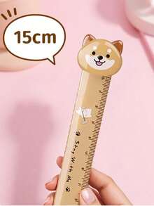 1pc Assorted Colors, Cute Pet Head Straight Ruler, Cartoon Animal Scale Ruler, Fun Illustration Ruler, Schoolwork Measurement And Marking, Planner Layout Positioning, Halloween Handmade Cutting Assistant, Christmas Card Drawing, Back To School Drawing, School Season Diagram Annotation, Desktop Drawing, Creative Crafting - Multi-color - View 3