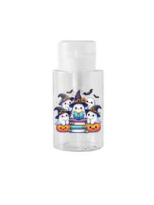 Garrafa Dispensadora com Impressão de Fantasma, Chapéu de Bruxa e Abóbora de Halloween, Recarregável e Transparente, Recipiente para Líquido Cosmético, Removedor de Esmalte e Líquido Removedor de Maquiagem - Multicolorido - Visão 4