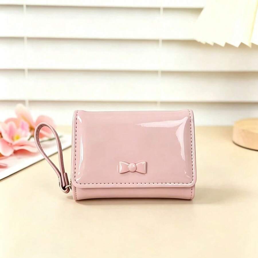 Dompet Pendek Wanita, Dompet Koin Multi-Slot Kartu dengan Pita Lucu - MultiWarna - View 1