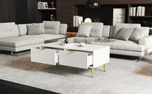 Modern White Coffee Table With Golden Accents - 白色 - 查看 10