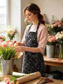 1pc Adjustable Double Pocket Apron, Chef Cooking Kitchen Restaurant Work Apron, Suitable For Coffee Shop, Bakery, Nail Salon, Western Restaurant, Fruit And Vegetable Fresh Store Staff Wear - Apron - View 5