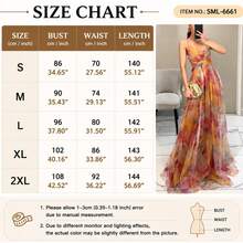 Damen Blumen Maxi Kleid V-Ausschnitt ärmellos Cut Out Taille Abend Party Kleid elegant böhmisch langes Kleid für Hochzeitsgast Urlaub - Verschiedenfarbig - Übersicht 4