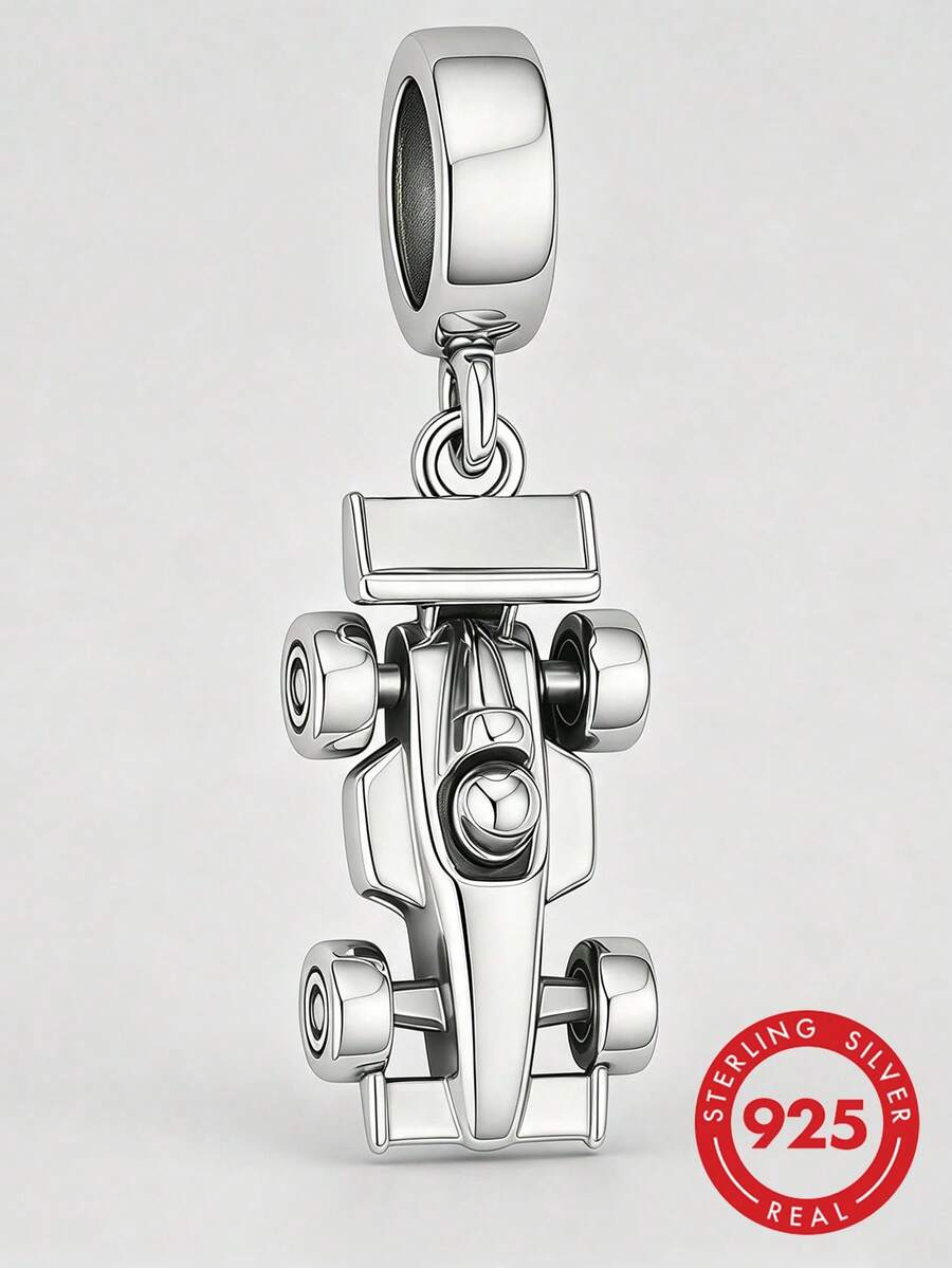 HuooNew 1 pieza Colgante de coche de carreras de plata de ley 925, accesorio de joyería unisex como regalo - Plateado - Ver 1