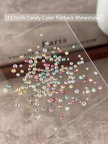 12-Grid High-Quality Flat Back Nail Art Rhinestones, Viral Sparkling 33-Cut Crystal Flat Back Small Round Diamonds For DIY Nail Art - Multicolor - View 6