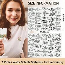 Stick & Stitch Water-Soluble Wash-Away Embroidery Transfer Paper, Pre-Printed Delicate Mixed Wildflower Leaf Plant Fine Line Art Pattern, Suitable For Hand Sewing - A079 - View 3
