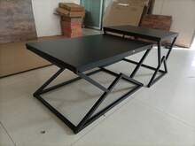 Black Modern Geometric Coffee Table - Wooden Top With Sturdy Metal Frame - Industrial Style Cocktail Table & Side Table For Living Room 80 X 50 X 40 Cm - Black - View 4