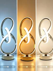 Modern Creative Spiral USB Desk Lamp, 3 Colors Available, 3 Color Temperatures Adjustable, Plug-In Switch - Stylish Black Design, Suitable For Bedroom, Living Room Or Study | Artistic Metal Table Lamp Perfect For Creating Cozy Atmosphere - Multicolor - View 8