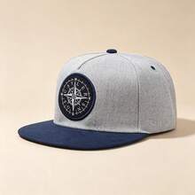 1pc Embroidered Compass Brim Cap, Street Dance Hip Hop Baseball Hat, Unisex, Suitable For Outdoor Activities - Multicolor - View 6