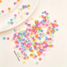 1 Pack 50g Macaron Mixed Color Mini 5-Petal Flower Soft Clay Slices, DIY Cream Glue Phone Case Hair Clip Filler Accessories, Colorful Flower Soft Clay Stickers DIY Handmade Material - Multicolor - View 4