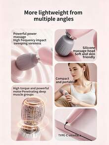 Ultra-Lightweight Mini Percussion Massage Gun, 240g Portable Deep Tissue Muscle Relaxer, 7mm Amplitude & 8kg Impact Force, Multi-Level Intensity Adjustment, Type-C Fast Charging, Quiet Motor & Skin-Friendly Silicone Massage Head, Suitable For Travel & Home Use - A - View 4