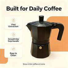 Moka Pot - 3/6/9 Cup Espresso And Cuban Coffee Brewer, Black R-Handle Stovetop Moka Pot, Suitable For Home Use And Outdoor Moka Pot - Black - View 9