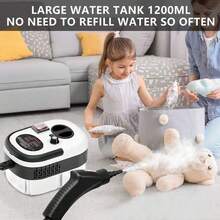 Limpiador a vapor portátil - Modelo compacto de alto rendimiento con cable de 2500 W, calentamiento en 15 segundos, depósito de agua de 1,2 L, mango ajustable de 3 velocidades, limpiador a vapor de alta presión para eliminar manchas y suciedad, vapor de alta presión - Blanco - Ver 11