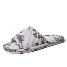 Floral Print Vintage Fabric Patchwork House Slippers, All Season - Black Floral - View 9