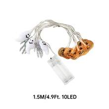 1pc 10/20/40 LED Halloween Pumpkin Ghost Skeleton Hand String Lights, Warm Light Battery Powered Spooky Fairy Lights For Table Window Mantel Bedroom Halloween Party Haunted House Decoration - Warm White - View 10