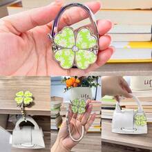 Zinc Alloy Small Chrysanthemum Color Folding Portable Four-Leaf Clover Rhinestone Handbag Hook Bag Hook - Multicolor - View 13