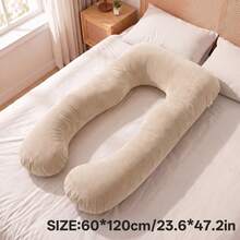 AVXLRQ Cooling U-Shaped Pregnancy Pillow, Full Body Support Maternity Pillow, Removable Polyester Pillowcase, Machine Washable, Soft And Comfortable - Beige - View 10