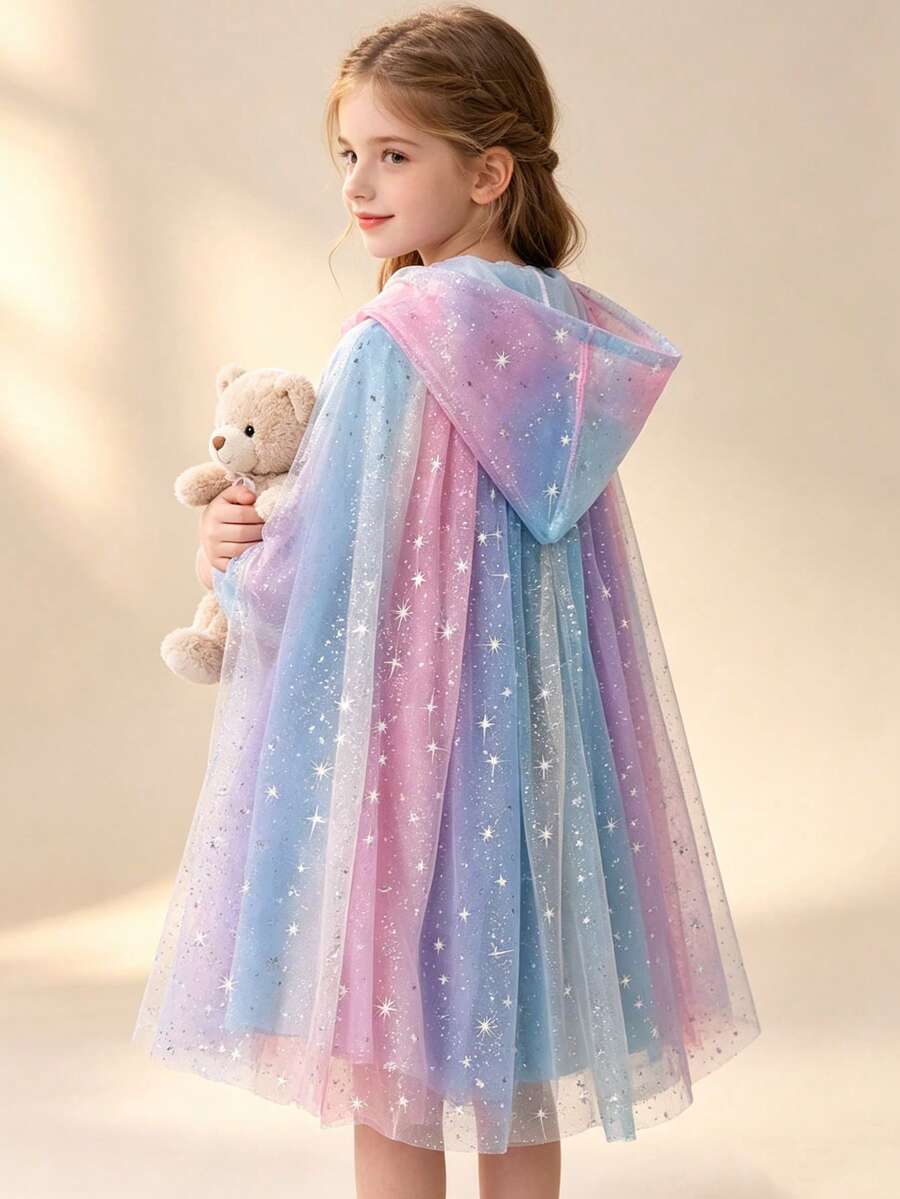 1pc Children's Cape Costume For Holiday Party, Performance, Stage Outfit, Cape Set Halloween Christmas Performance Costume, Children's Glowing Dress, New Year Gift For Kids