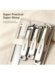10/5/4pcs High Carbon Steel Precision Manicure & Pedicure Tool Set, Includes Nail Clipper, Nail File, Ear Pick And Storage Box, Suitable For Nail Salon, Beauty Parlor And Daily Home Care - Multicolor - View 8