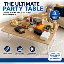 Heavy Duty Folding Game & Activity Table, Portable Indoor Outdoor Table, No Assembly, Large Top For Puzzles Board Games, Reinforced Frame For Game Room BBQ Holiday Party Picnic Dining Adult Game Night - Khaki - Multi-functional Folding Table - View 12