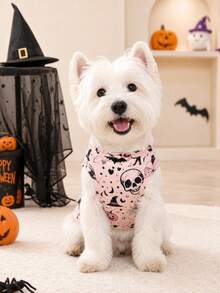1pc Halloween Pink Magic Academy Pattern Pet Vest, Casual Fashion Breathable Physical Anti-Shedding Small Pet Vest Suitable For Cats And Dogs Indoor And Outdoor - Baby Pink - View 4