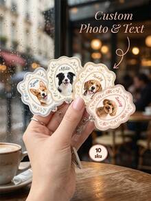 1pc Custom Pet Portrait Badge Reel With Name, Personalized Dog Cat Badge Reel, Retractable ID Holder, Vet Tech Gift Photo Reel, Nurse Badge Clip,Pet Party Identification Tag,Pet Owner Gift - Multicolor - View 2