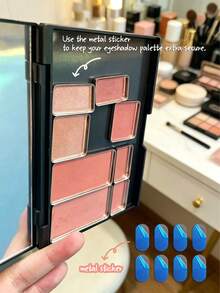Palet Makeup Magnetik KOSONG dengan Cermin (Periksa Ukuran Sebelum Membeli), Organizer Kosmetik Perjalanan DIY untuk Eyeshadow & Bedak (Stiker Logam Diperlukan untuk Wadah Non-Magnetik) - MultiWarna - View 4
