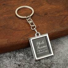 1pc Minimalist Fashion Photo Frame Keychain, Casual Couple Daily Wear Mini Photo Frame Alloy Keychain, Ideal Gift For Friends, Lovers, Everyday Accessory For Clothes, Bags, Phones Gifts For Mother, Father, Graduation, And Teacher - Silver - View 4