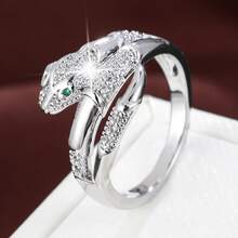 1pc Creative Snake Design Synthetic Zirconia Embellished Fashion Ring For Women - Multicolor - View 4