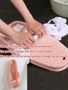 1pc Cute Minimalist Plastic Non‑Slip Washboard, Raised Strip Texture With Bottom Slot, Stable Support Feet, Portable Hand Laundry Scrub Board For Dorm Bathroom Basin Underwear Small Clothes Washing - Multicolor - View 11