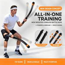 A Pair Of Ropeless Battle Ropes, Multifunctional Home Fitness Equipment For Men & Women, Aerobic Physical Training Spring Arm Exercisers - Black - View 1